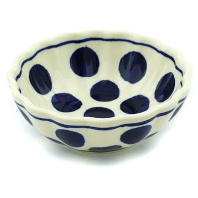 Polish Pottery Scalloped Bowl Small Splotched