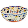 Polish Pottery Scalloped Fluted Bowl 10&quot; Halloween Spooky Vibe