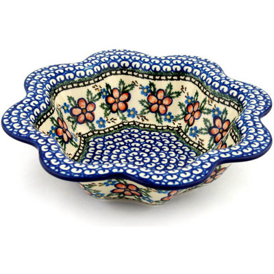 Polish Pottery Scalloped Fluted Bowl 10&quot; Lancaster Rose