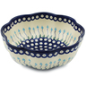 Polish Pottery Scalloped Fluted Bowl 10&quot; Peacock Tulip Garden