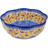 Polish Pottery Scalloped Fluted Bowl 10&quot; Starburst Blooms