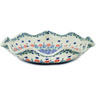 Polish Pottery Scalloped Fluted Bowl 15&quot; Last Summer Flowers