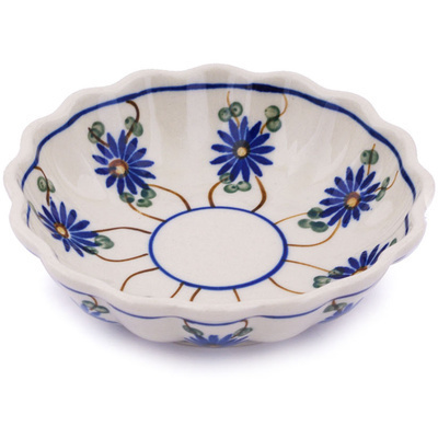 Polish Pottery Scalloped Fluted Bowl 5&quot; Aster Trellis