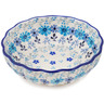 Polish Pottery Scalloped Fluted Bowl 5&quot; Baby Blue Garden
