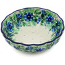 Polish Pottery Scalloped Fluted Bowl 5&quot; Blue Bell Wreath