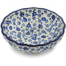 Polish Pottery Scalloped Fluted Bowl 5&quot; Blue Confetti
