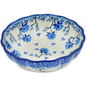 Polish Pottery Scalloped Fluted Bowl 5&quot; Blue Grapevine