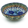 Polish Pottery Scalloped Fluted Bowl 5&quot; Blue Poppy Circle UNIKAT