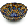 Polish Pottery Scalloped Fluted Bowl 5&quot; Brown Mardi Gras UNIKAT