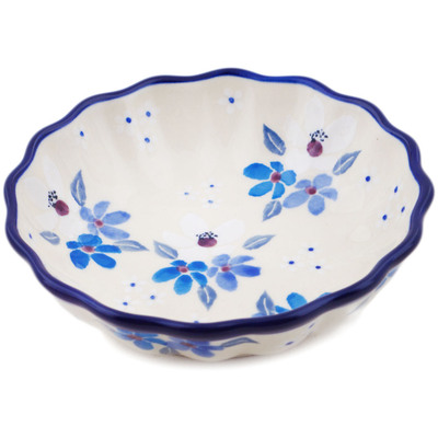 Polish Pottery Scalloped Fluted Bowl 5&quot; Bunches Of Beauty UNIKAT