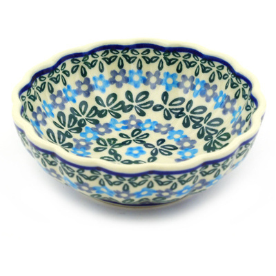 Polish Pottery Scalloped Fluted Bowl 5&quot; Daisy Rings
