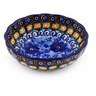 Polish Pottery Scalloped Fluted Bowl 5&quot; Dancing Blue Poppies UNIKAT