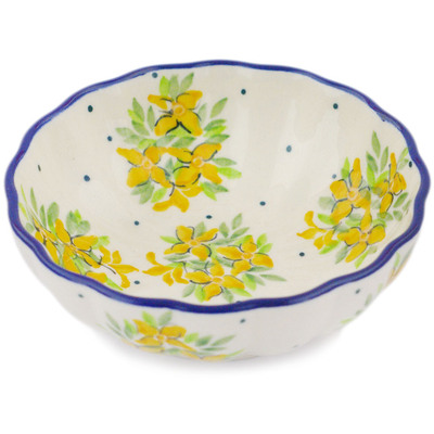 Polish Pottery Scalloped Fluted Bowl 5&quot;