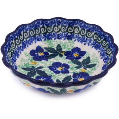 Polish Pottery Scalloped Fluted Bowl 5&quot; Infinity Flower
