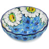 Polish Pottery Scalloped Fluted Bowl 5&quot; Pansies And Daisies UNIKAT