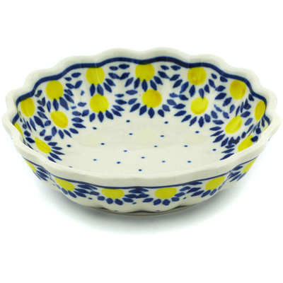 Polish Pottery Scalloped Fluted Bowl 5&quot; Radiant Scales