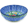 Polish Pottery Scalloped Fluted Bowl 5&quot; Red Poppy Burst UNIKAT