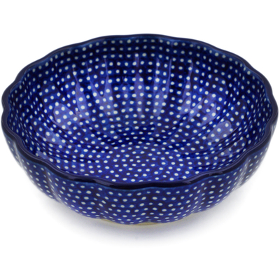 Polish Pottery Scalloped Fluted Bowl 5&quot; Starry Night UNIKAT