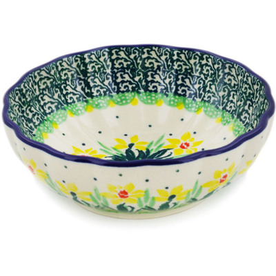 Polish Pottery Scalloped Fluted Bowl 5&quot; Summer Meadow