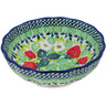 Polish Pottery Scalloped Fluted Bowl 5&quot; Summer Strawberry UNIKAT