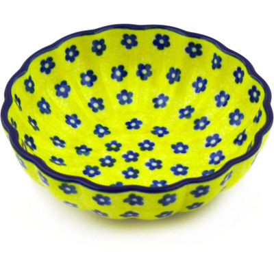 Polish Pottery Scalloped Fluted Bowl 5&quot; Sunshine