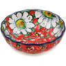 Polish Pottery Scalloped Fluted Bowl 5&quot; Sweet Red Petals UNIKAT
