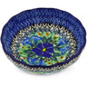 Polish Pottery Scalloped Fluted Bowl 5&quot; Wind Blown Blue Bells UNIKAT