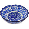 Polish Pottery Scalloped Fluted Bowl 5&quot; Wreath Of Blue UNIKAT