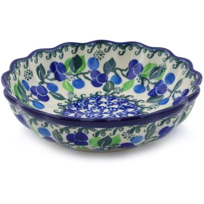 Polish Pottery Scalloped Fluted Bowl 6&quot; Limeberry