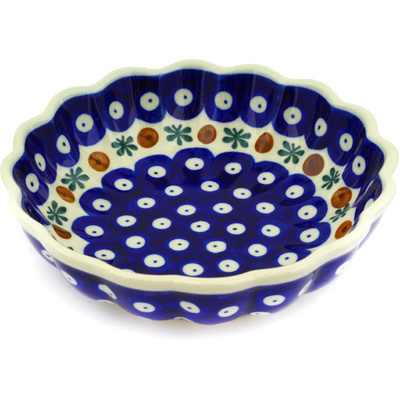 Polish Pottery Scalloped Fluted Bowl 6&quot; Mosquito
