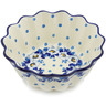 Polish Pottery Scalloped Fluted Bowl 7&quot; Blue Spring