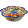 Polish Pottery Scalloped Fluted Bowl 8&quot; Bright Beauty UNIKAT