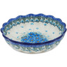 Polish Pottery Scalloped Fluted Bowl 8&quot; Forget Me Not UNIKAT