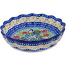 Polish Pottery Scalloped Fluted Bowl 8&quot; Rise And Shine UNIKAT