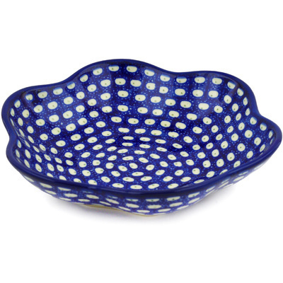 Polish Pottery Scalloped Fluted Bowl 8&quot; Stepping Stones