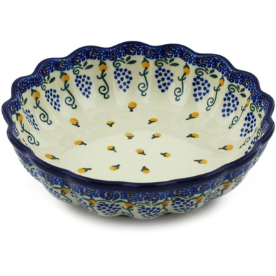Polish Pottery Scalloped Fluted Bowl 8&quot; Tuscan Dreams