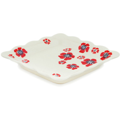 Polish Pottery Scalloped Platter 6&quot; Dash O&#039; Poppies