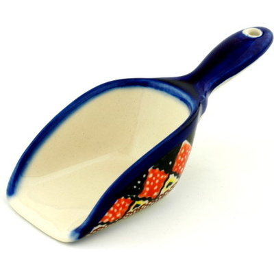 Polish Pottery Scoop 5&quot; Coral Diamonds UNIKAT