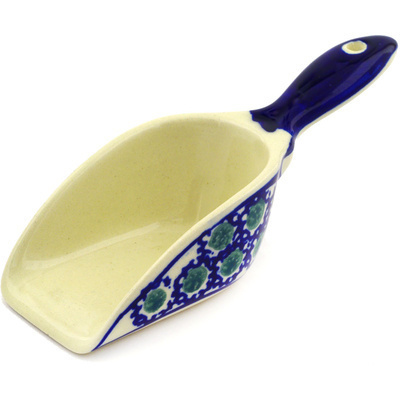 Polish Pottery Scoop 5&quot; Emerald Peacock Eyes