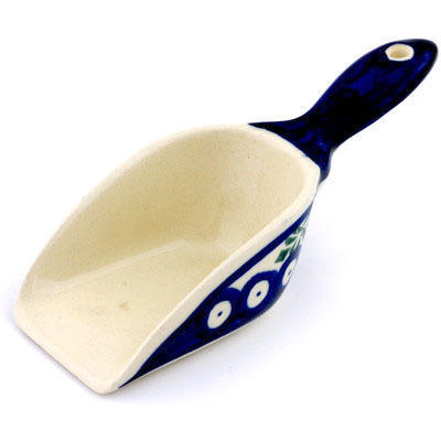 Polish Pottery Scoop 5&quot; Peacock Hollies