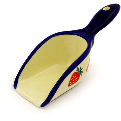 Polish Pottery Scoop 5&quot; Strawberry Peacock