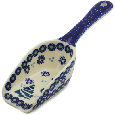 Polish Pottery Scoop 7&quot; Falling Snowflakes