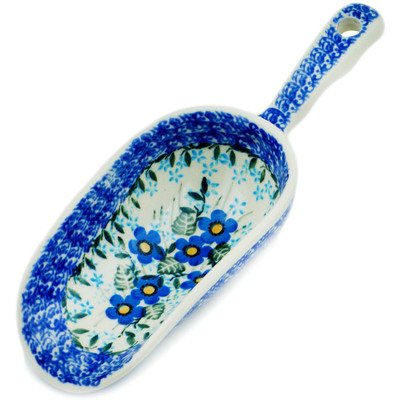 Polish Pottery Scoop 9&quot; Blue Joy