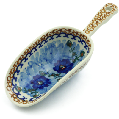 Polish Pottery Scoop 9&quot; Blue Poppy Circle UNIKAT