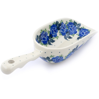 Polish Pottery Scoop 9&quot; Blue Rose