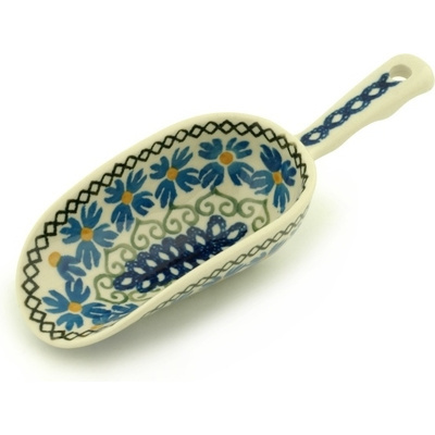 Polish Pottery Scoop 9&quot; Chickory Heart Vines