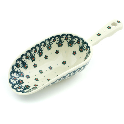 Polish Pottery Scoop 9&quot; Forever Green