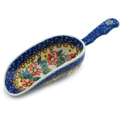 Polish Pottery Scoop 9&quot; Hidden Sunflower UNIKAT