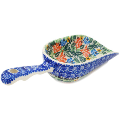 Polish Pottery Scoop 9&quot; Peach Fan Fare UNIKAT
