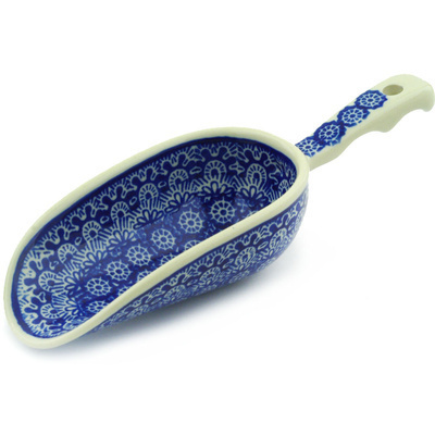 Polish Pottery Scoop 9&quot; Winter Frost